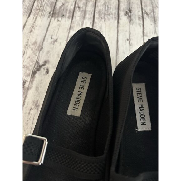 STEVE MADDEN Y2k Richmond black Fabric Mary Jane ballet flats Square Toe 9.5 - Picture 3 of 10